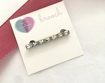 Vintage Silver & Diamante Bar Brooch