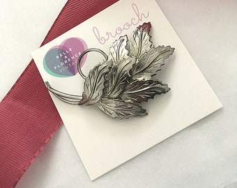 Vintage Silver Leaf Costume Jewellery Brooch