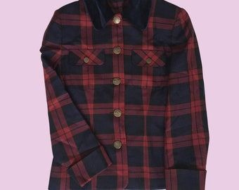 Vintage red and navy checked jacket size UK 10/12