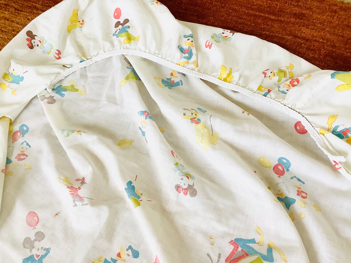 Vintage 1960s Disney Fitted Baby Crib Sheet Mickey Mouse Etsy UK