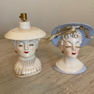 Vintage 1950s IRice Japan Lady Head Vase And Lady Head Perfume Atomizer