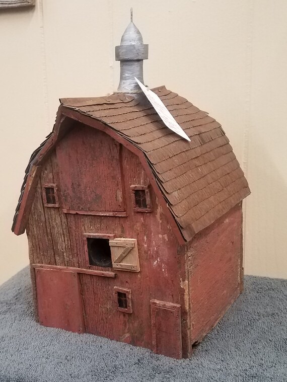 Bird House Red Hip Roof Barn Etsy