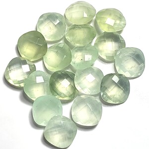 Prehnite Parcel - Cushions 12mm x 12mm 17 Checkerboard Cut (Double Sided)
