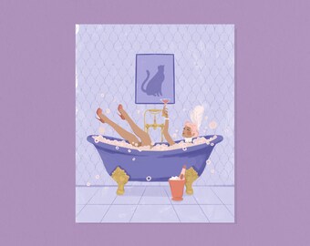 Champagner Soirée Bad Poster: Vintage Bezauberndes Badezimmer Wandbild