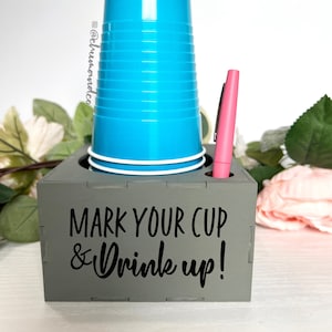 Mark Your Cup & Drink Up, Party Cup Holder with Marker Slot, Party Cup Dispenser, Cup Caddy, Christmas Gifts, Multiple Colors available