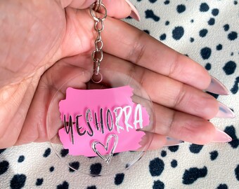 Personalized Name Keychain Custom Name Keyring Party Favors Acrylic Keychain Gifts For Her Choose Your Brush Stroke /& Text Colors