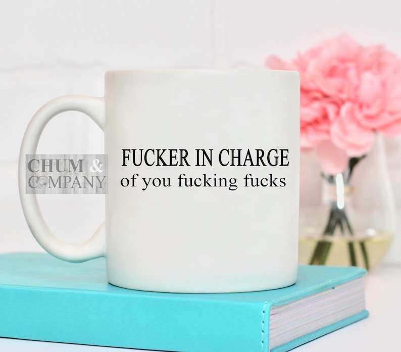 Funny Office Mug, Fucker in Charge of You Fucking Fucks Mug, Boss Gag Gift, Funny Boss Sign, Gag Gift, Funny Christmas Gift, 15 oz image 1