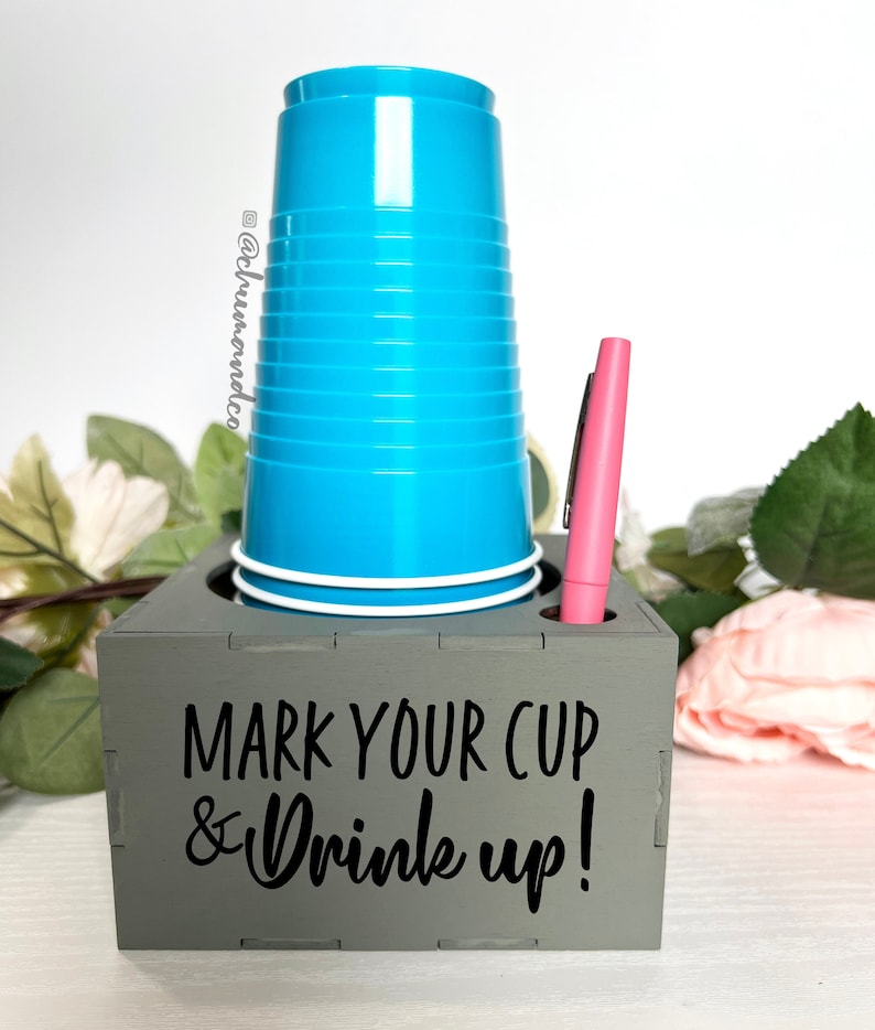 Mark Your Cup & Drink Up Party Cup Holder With Marker Slot Etsy