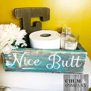 Bella scatola butt, organizzatore del bagno, casa colonica bagno Decor, toilette deposito caddy, regali per la festa della mamma, bagno in difficoltà, regali per la mamma