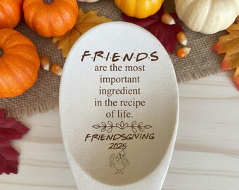 Friendsgiving Engraved Wooden Spoon, Friendsgiving Gifts, Fall Mixing Spoons, Thanksgiving Favor Gift, Friendsgiving Party Favor