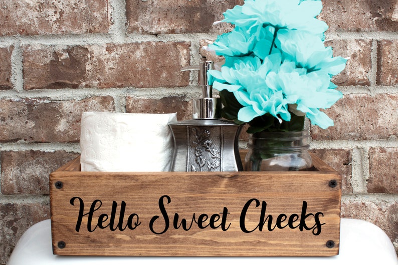 Hello Sweet Cheeks Butt Box Bathroom Organizer Farmhouse Etsy