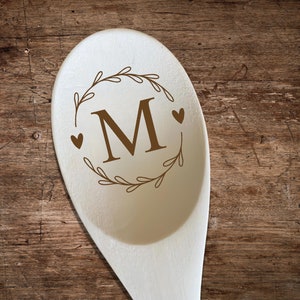 Cuchara de madera con monograma de letras personalizadas, regalos con monogramas, regalos de Navidad personalizados, regalos para mamá, regalos para abuela, cucharas de madera personalizadas