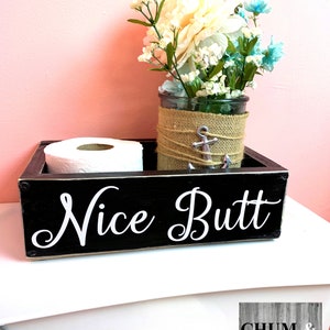 Nice Butt Bathroom Organizer Box, Mother's Day Gift, Toilet Storage Caddy, Housewarming Gifts, Distressed Bathroom Storage, Bathroom Decor