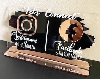 Double Business Social Media Sign, Wedding Sign, Salon Sign, Beauty Shop Sign, Social Media Sign, Boutique Sign, Choose Your Color Combo