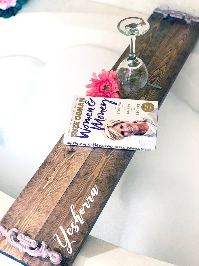Personalized Bath Tray Bath Caddy Custom Wood Bath Caddy Etsy
