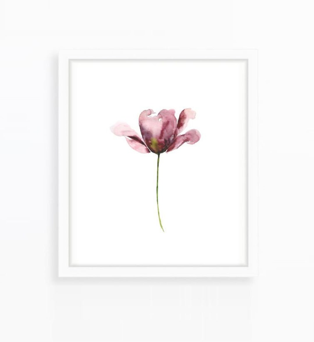 Light Pink Mauve Tulip Floral Watercolor Print Artwork - Etsy