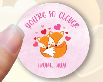 Valentine's Day Stickers - Clever Fox - Personalized Stickers