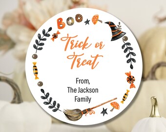 Halloween Stickers Candy Bag, Halloween Labels, Treat Bag Stickers, Trunk or Treat, Personalized Trick or Treat, Halloween Treat Bag