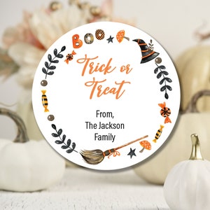 Halloween Stickers Candy Bag, Halloween Labels, Treat Bag Stickers, Trunk or Treat, Personalized Trick or Treat, Halloween Treat Bag