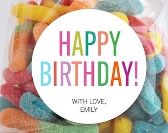 Happy Birthday Personalized Sticker, Birthday Stickers, Personalized Labels
