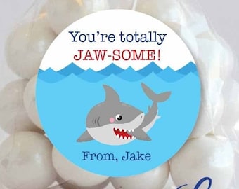 Shark Personalized Sticker, Valentine's Day Stickers, Personalized Labels, Classroom Valentine