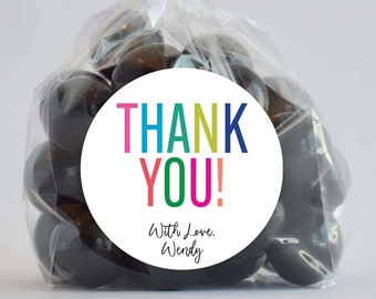 Colorful Thank you Personalized Sticker, Thankyou Stickers, Personalized Labels