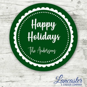 Happy Holidays Christmas Stickers - Personalized Gift Labels  - Personalized Stickers