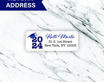 Grad Cap Class of 2026 Personalized Sticker, Graduation Stickers, Personalized Labels, return address labels, 30 per sheet