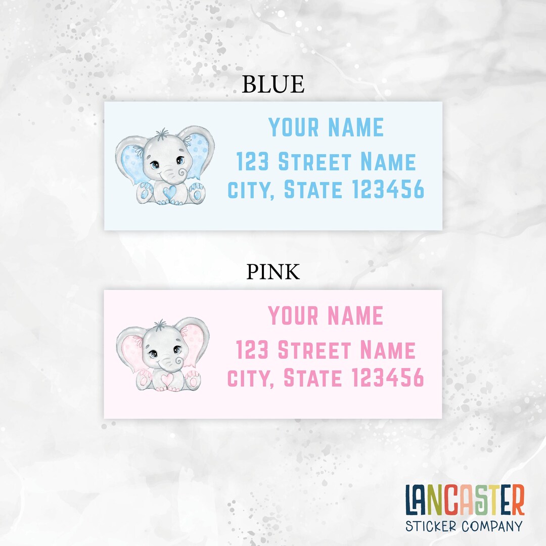 Personalized Elephant Address Labels - Baby Shower Return Address ...