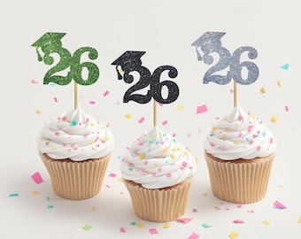 Class of 2026 Cupcake Toppers – Graduation Party Decorations, personalized