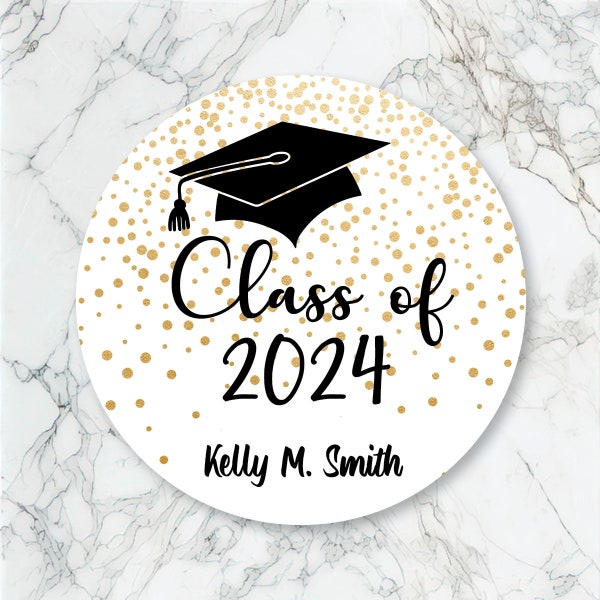 Class of 2024 Personalized Sticker, Graduation Stickers, Personalized Labels