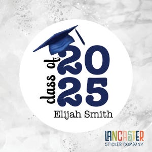 Grad Cap Class of 2025 Personalized Sticker, Graduation Stickers, Personalized Labels