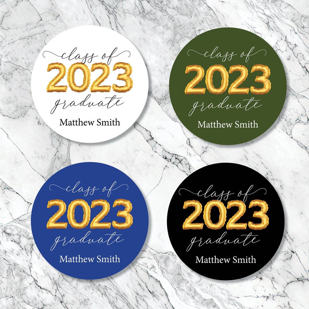 Balloon Grad Class of 2023 Personalized Sticker, Graduation Stickers ...