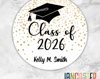 Class of 2025 Personalized Sticker, Graduation Stickers, Personalized Labels