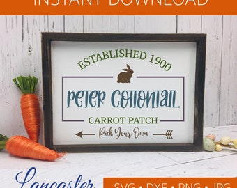 Peter Cottontail Carrot Patch Sign SVG FILE, Cricut, Svg files, Decal and Vinyl