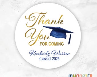 Graduation Thank You Stickers - Personalized Class of 2026 Party Favor Labels