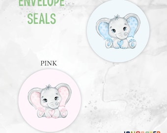 Elephant Envelope Seals - Baby Shower Stickers