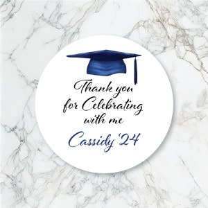 Thank You Grad Cap Class of 2024 Personalized Sticker, Graduation Stickers, Personalized Labels