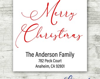 Merry Christmas Labels, Christmas Stickers, Square Labels, Christmas Tags, Personalized Christmas Gift Label