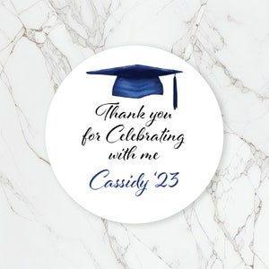 Thank You Grad Cap Class of 2024 Personalized Sticker, Graduation Stickers, Personalized Labels image 2