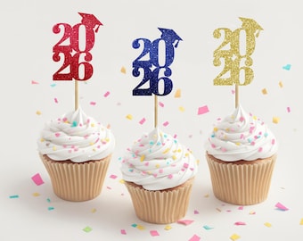 Personalized Graduation Cupcake Topper 2026 Grad Celebration