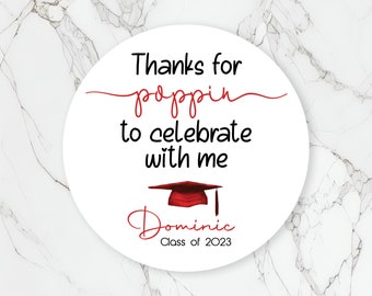 Thanks for popping by Class of 2023 Personalized Sticker, Graduation Stickers, Personalized Labels