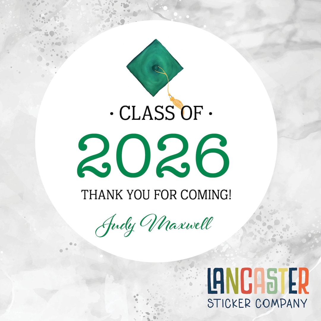 Grad Cap Class of 2025 Personalized Sticker, Graduation Stickers ...