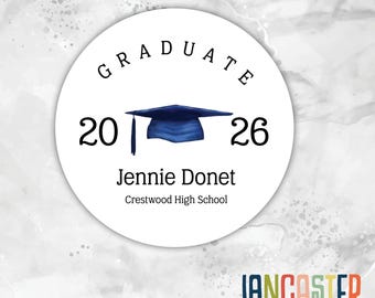 Graduate Class of 2026 Personalized Sticker, Graduation Stickers, Personalized Labels