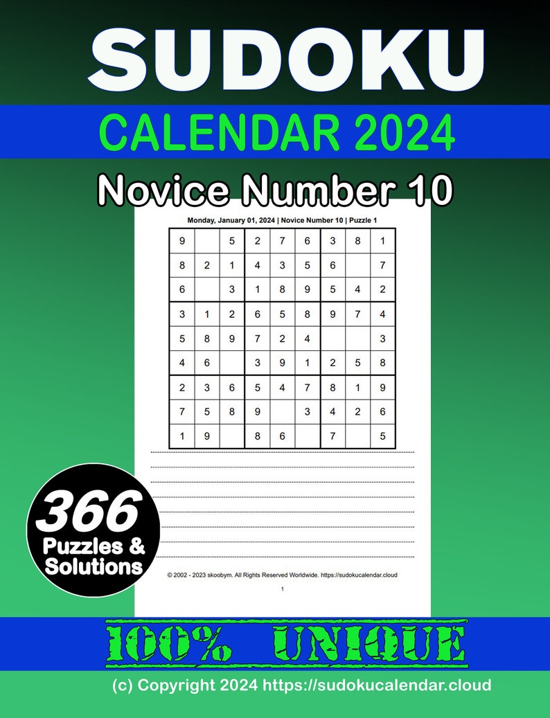 2025 Printable Sudoku Yearly Calendar Planner Ideal for Beginners