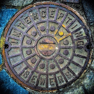 Metal Print of NYC Manhole Cover (Intercepting Sewers)