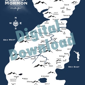 DESCARGA DIGITAL El estudio del mapa del Libro de Mormón Escritura primaria SUD Iglesia de Jesucristo de los Santos de los Últimos Días cartel impreso ven, sígueme