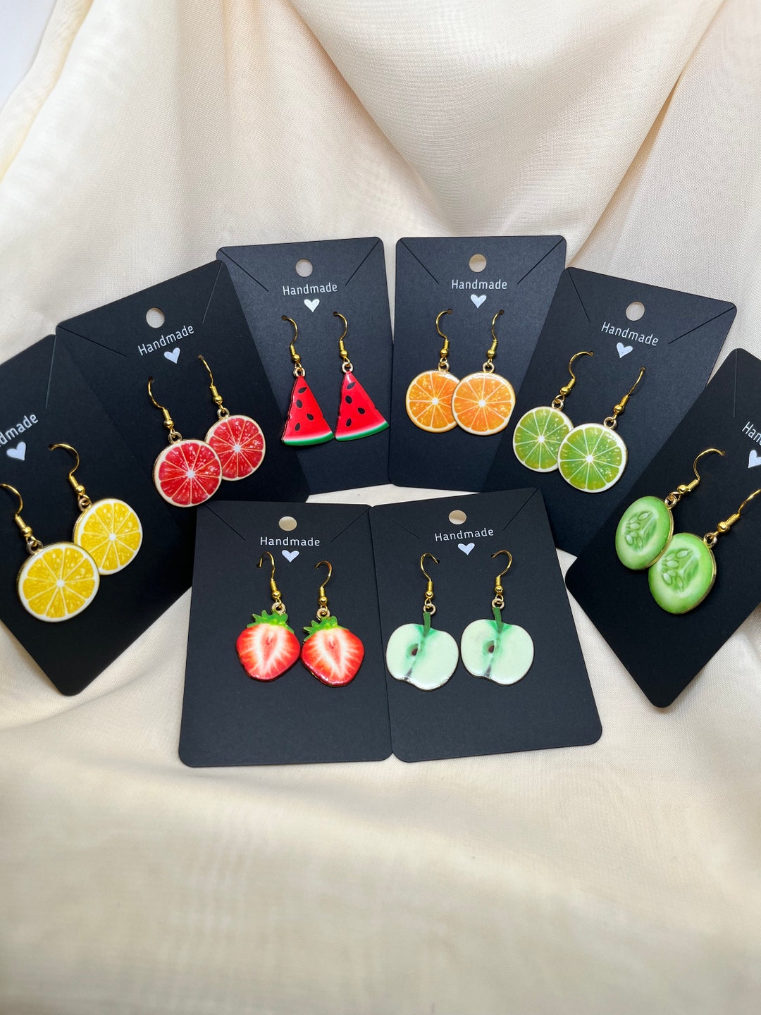 Summer Fun, Fruit Dangle Earrings - Gold Plated, Hypoallergenic- Fun ...