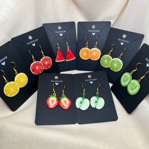 Summer Fun, Fruit Dangle Earrings - Gold Plated, Hypoallergenic- Fun, Joyful, Whimsical and Unique Earrings
