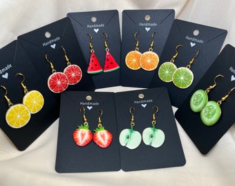 Summer Fun, Fruit Dangle Earrings - Gold Plated, Hypoallergenic- Fun, Joyful, Whimsical and Unique Earrings
